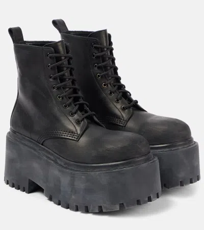 BALENCIAGA STRIKE LEATHER PLATFORM COMBAT BOOTS
