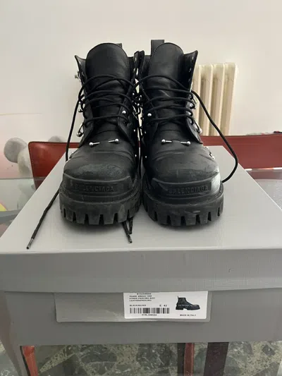 Pre-owned Balenciaga Strike Piercing Boots In Black
