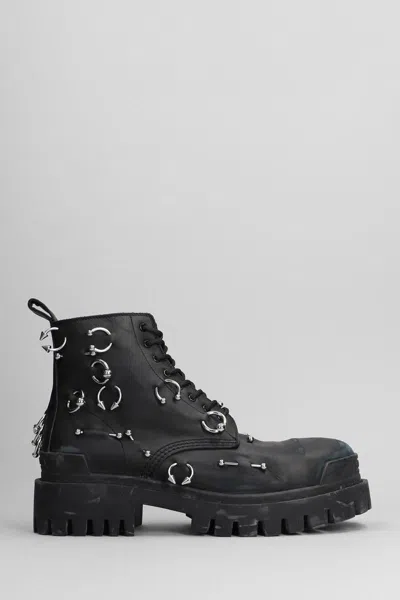 Balenciaga Strike Piercing Combat Boots In Black