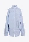 Balenciaga Striped Shirt In Blue