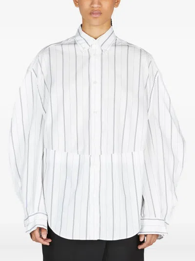Balenciaga Striped Balloon-sleeve Shirt In Multi