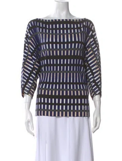 Pre-owned Balenciaga Striped Bateau Neckline Top In Multi