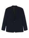 Balenciaga Wool Blazer With Embroidered Pinstripe Pattern In Blue