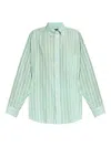 Balenciaga Striped Buttoned-up Shirt In Green