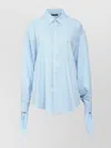 Balenciaga Light Blue Striped Shirt With Knotted Cuffs