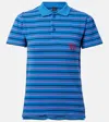 Balenciaga Striped Cotton Polo Shirt In Blue