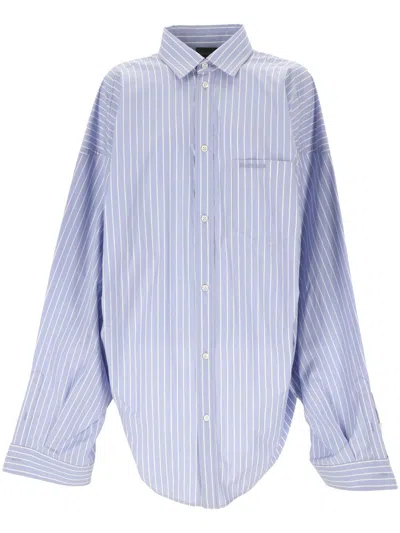 Balenciaga Striped Cotton Shirt In Multi