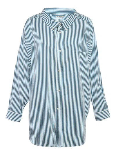 Pre-owned Balenciaga Striped Cotton Shirt In Blue
