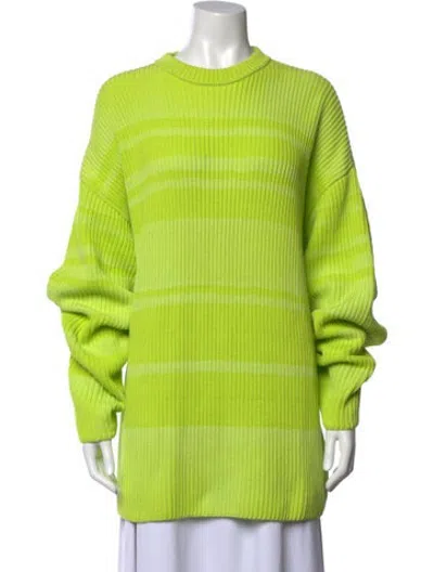 Pre-owned Balenciaga Striped Crew Neck Sweater In Green