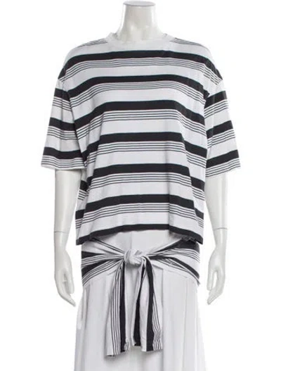 Pre-owned Balenciaga Striped Crew Neck T-shirt In White