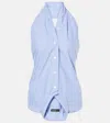 Balenciaga Striped Deconstructed Cotton Top In Blue