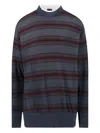 Balenciaga Striped Crewneck Sweater Long Sleeves In Blue