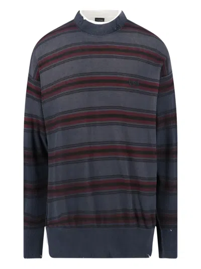 BALENCIAGA STRIPED DISTRESSED SWEATER