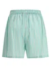 Balenciaga Striped Elastic-waist Shorts In Green
