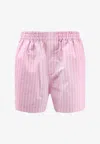Balenciaga Pink And White Striped Cotton Boxer Shorts In Pink