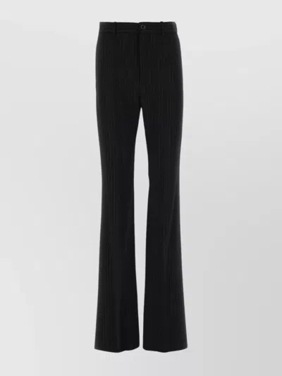 Balenciaga Women Flared Trousers In Black Flowing Viscose