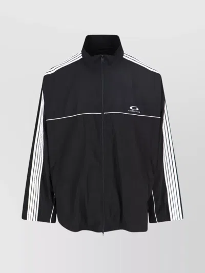 BALENCIAGA STRIPED HIGH COLLAR JACKET