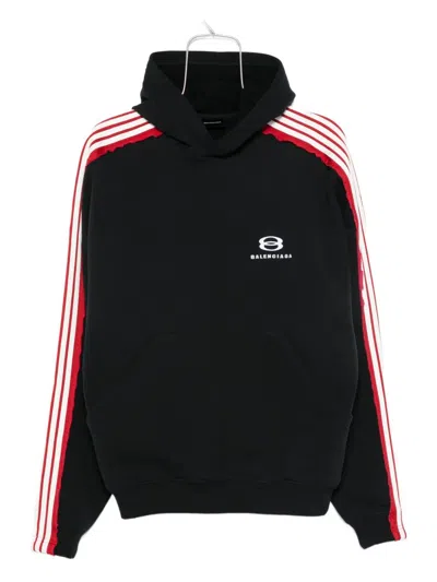 Balenciaga Striped Hoodie In Black