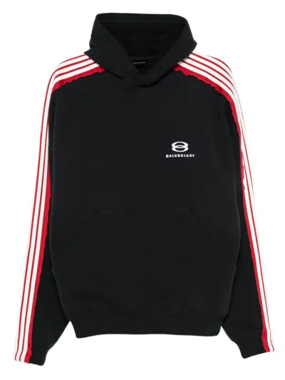 Balenciaga Oversized Cotton Unity Sports Icon Hoodie In Black