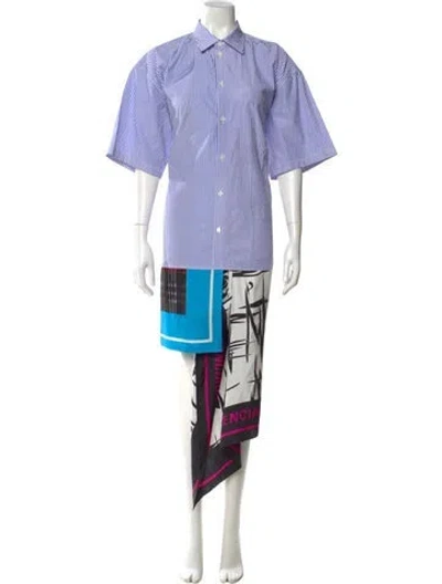 Pre-owned Balenciaga Striped Knee-length Dress In Blue