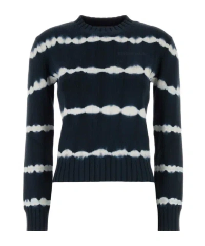 Balenciaga Tie-dye Ribbed-knit Sweater In Blue
