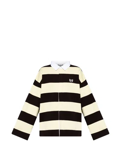 Balenciaga Hybrid Stripe Long-sleeved Polo T-shirt In Multi