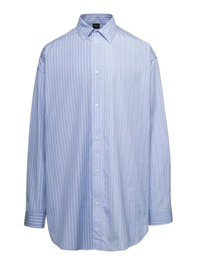 Balenciaga Striped Fluid Poplin Shirt In Multi