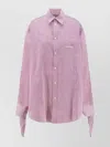 Balenciaga Striped Long Sleeve Top For Casual Wear In Pink