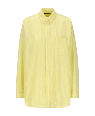 Balenciaga Striped Long-sleeved Shirt In Yellow