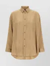 Balenciaga Satin Long-sleeved Striped Shirt In Brown
