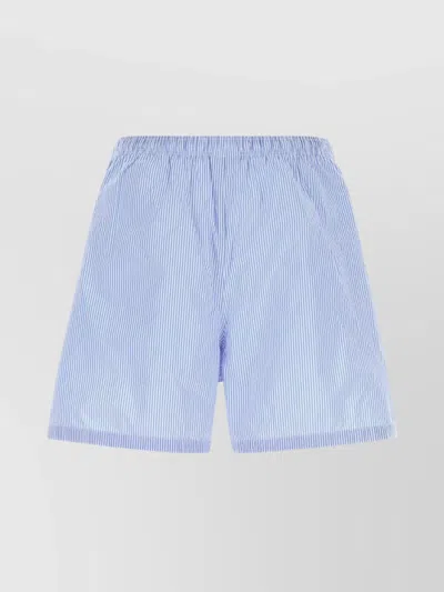 Balenciaga Striped Nylon Swim Shorts Embroidered In Blue