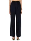 Balenciaga Wool Pant With Elastic Waistband And Pinstripe In Blue