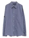 Balenciaga Striped Patch Shirt In Blue