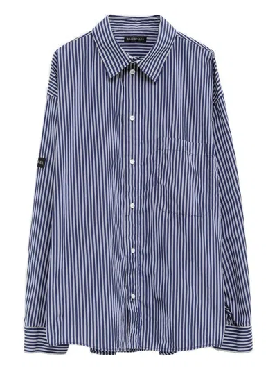 Balenciaga Striped Patch Shirt In Blue