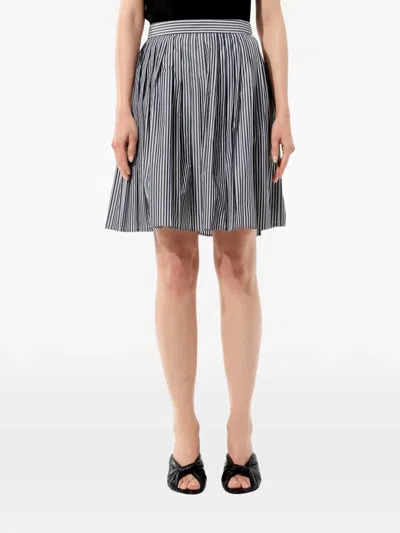 Balenciaga Striped Pleated Skirt In Gray