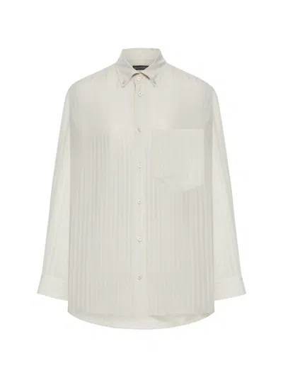 Balenciaga Women Tone-on-tone Striped Shirt In White