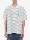 Balenciaga White Polo Shirt With Logo Embroidery On The Front And All-over Striped Motif In Cotton M In Multi