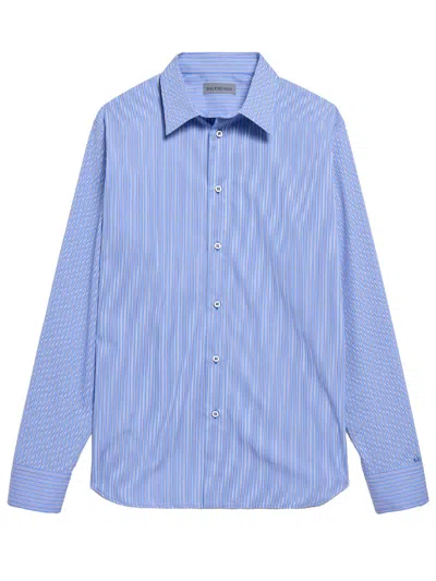 Balenciaga Striped Poplin Shirt In Ultrafine Technical Poplin In Blue