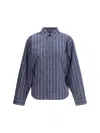 Balenciaga Striped Shirt In Blue