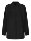 Balenciaga Tonal Stripe Oversize Button-up Shirt In Black