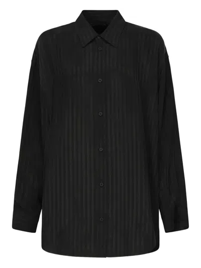 Balenciaga Striped Shirt In Black