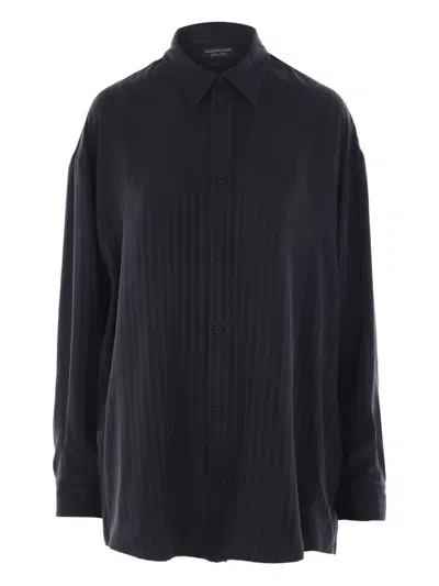 Balenciaga Striped Shirt In Black