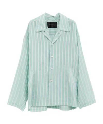 Balenciaga Striped Shirt In Blue