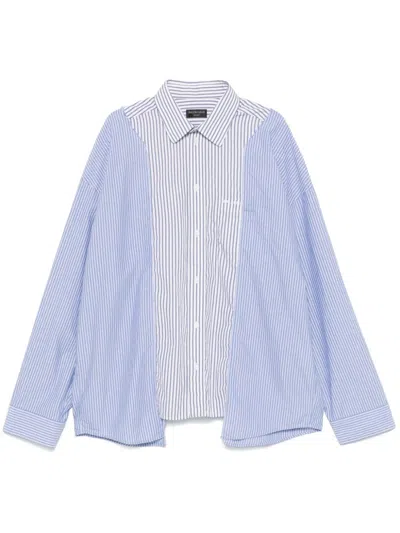 Balenciaga Striped Shirt In Sky Blue