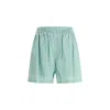 Balenciaga Striped Elastic-waist Shorts In Green