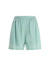 Balenciaga Striped Elastic-waist Shorts In Green