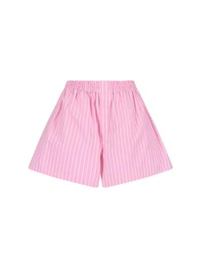 Balenciaga Striped Shorts In Pink