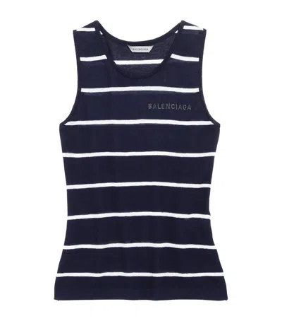 Balenciaga Striped Tank Top In Blue