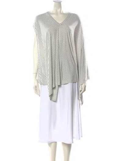 Pre-owned Balenciaga Striped V-neck Blouse In White