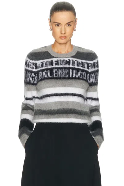 Balenciaga Stretch Mohair-blend Sweater With Logo In Pink